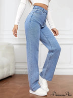 Stretch Straight-Leg Denim Trousers Women Loose Straight Washed Denim Pants Fashion Pants 2024 Fall Winter new Jean