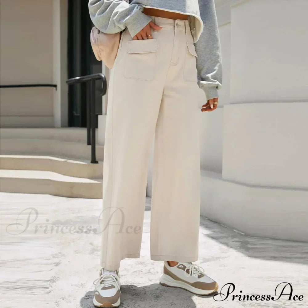 Stretch Waist Baggy Cargo Wide Leg Jeans