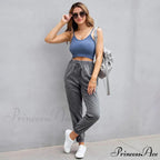 Stretch Women High Waist Wide Leg Casual Fashion Pocket Drawstring Women Clothing Mom Jean
