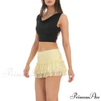 Stretchy Elevated Waist Frills Skirt