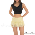 Stretchy Elevated Waist Frills Skirt