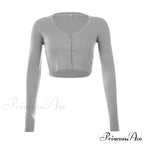 Stretchy Long Sleeve Crop Tops Cardigan