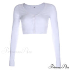 Stretchy Long Sleeve Crop Tops Cardigan