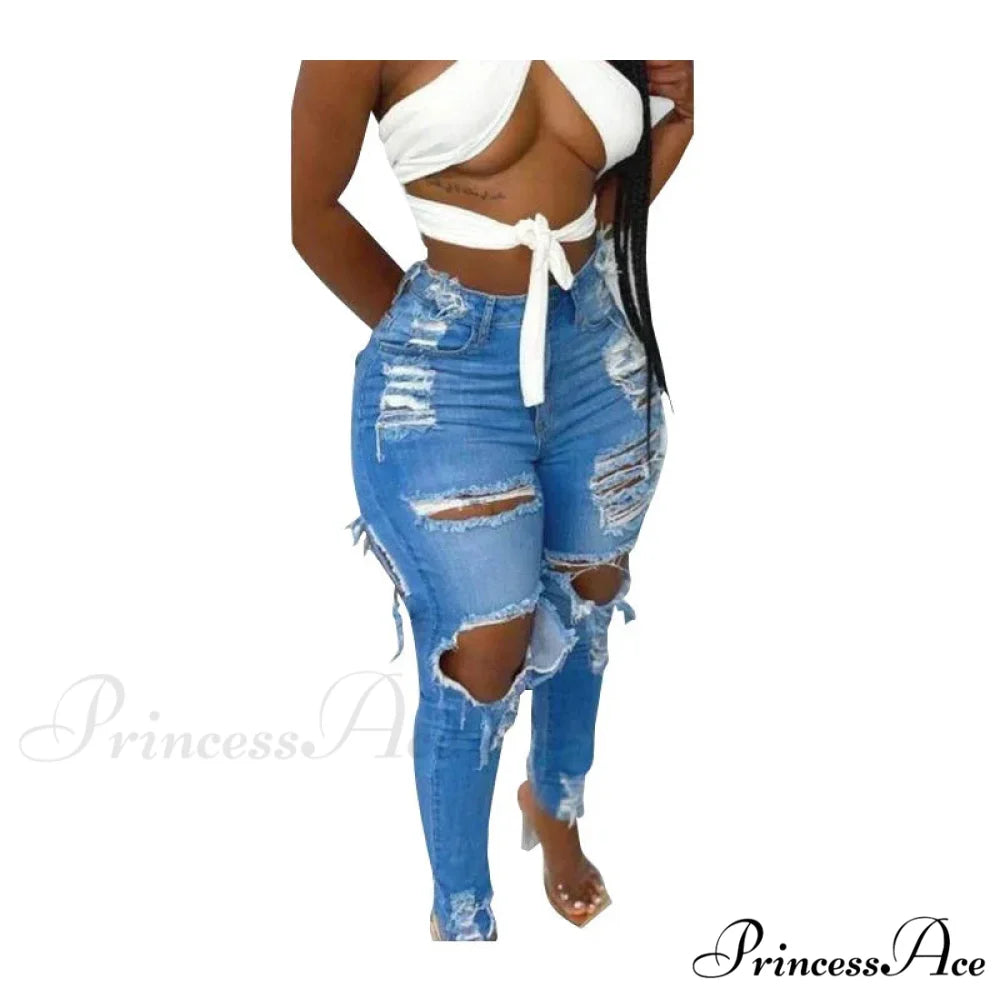 Stretchy Ripped High waisted Women Skinny Autumn Winter Female Denim Jean