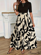 Stretchy Waist Blossoms Printed Women's Flared Skirt Summer Sophisticated