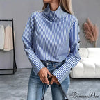 Stripe Joined Button Pullover Shirt