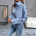 Stripe Joined Button Pullover Shirt