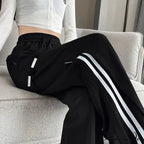 Striped Athletic Informal High Waist Trousers