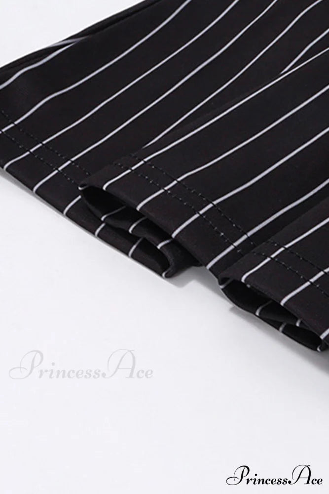 Striped Cami Dress with Lace Straps and Bow-tie