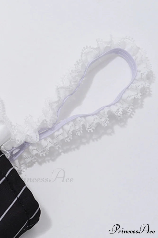 Striped Cami Dress with Lace Straps and Bow-tie