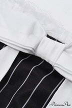 Striped Cami Dress with Lace Straps and Bow-tie