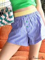 Striped Elastic Waist Short