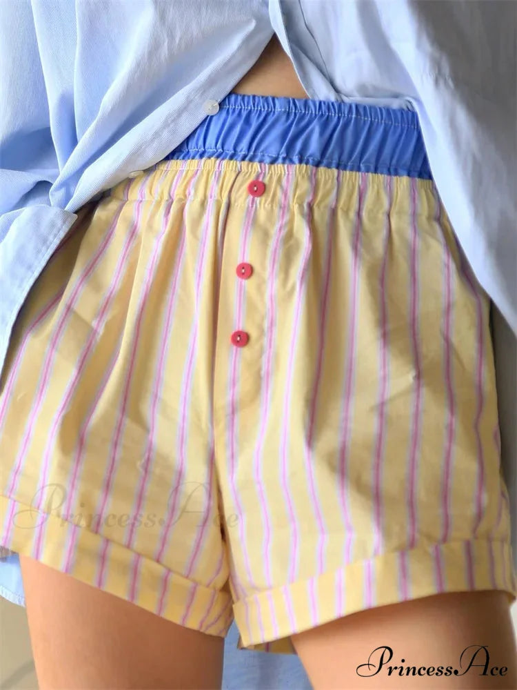 Striped Elastic Waist Short