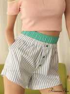 Striped Elastic Waist Short