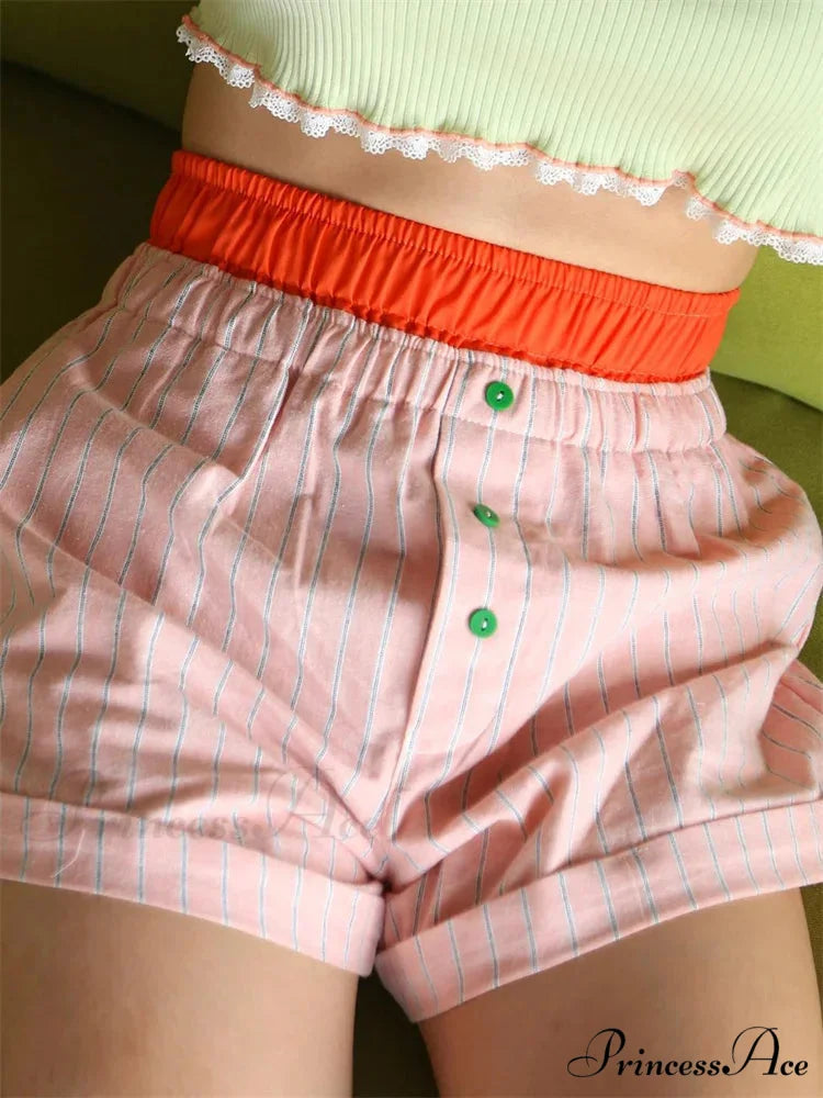 Striped Elastic Waist Short