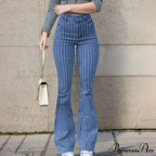 Striped High Waist Skinny Jeans