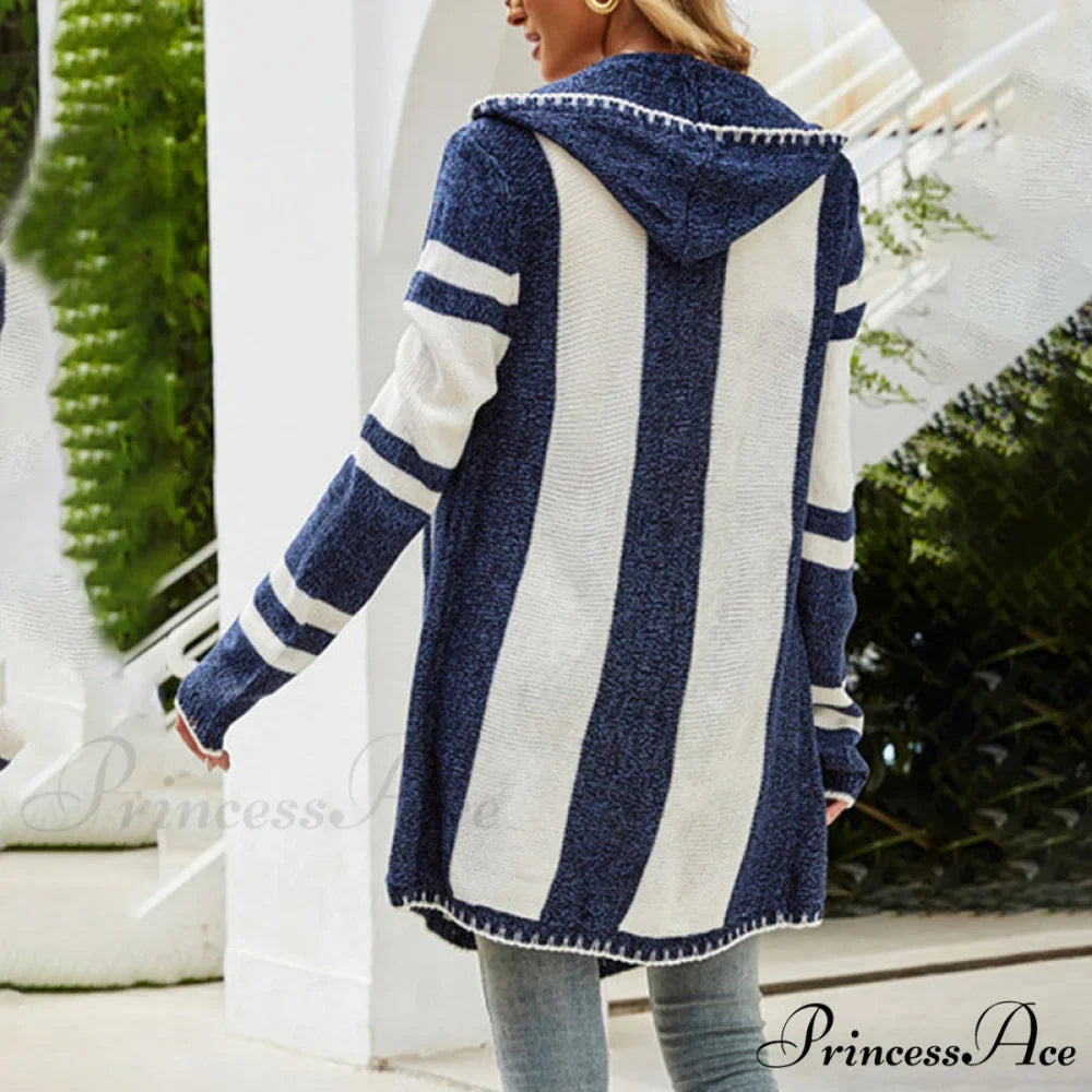 Striped Hooded Cardigan