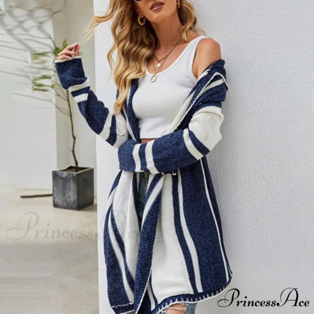 Striped Hooded Cardigan