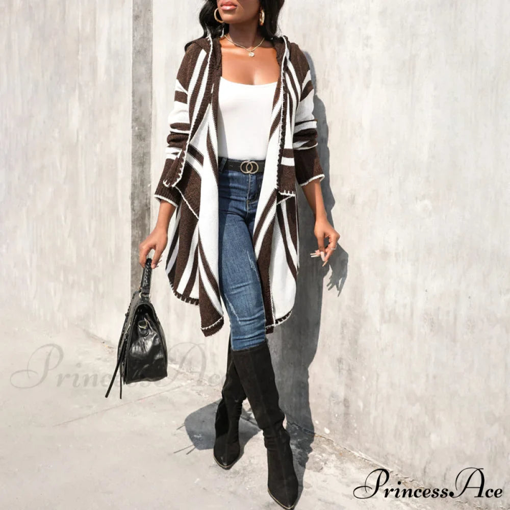 Striped Hooded Cardigan