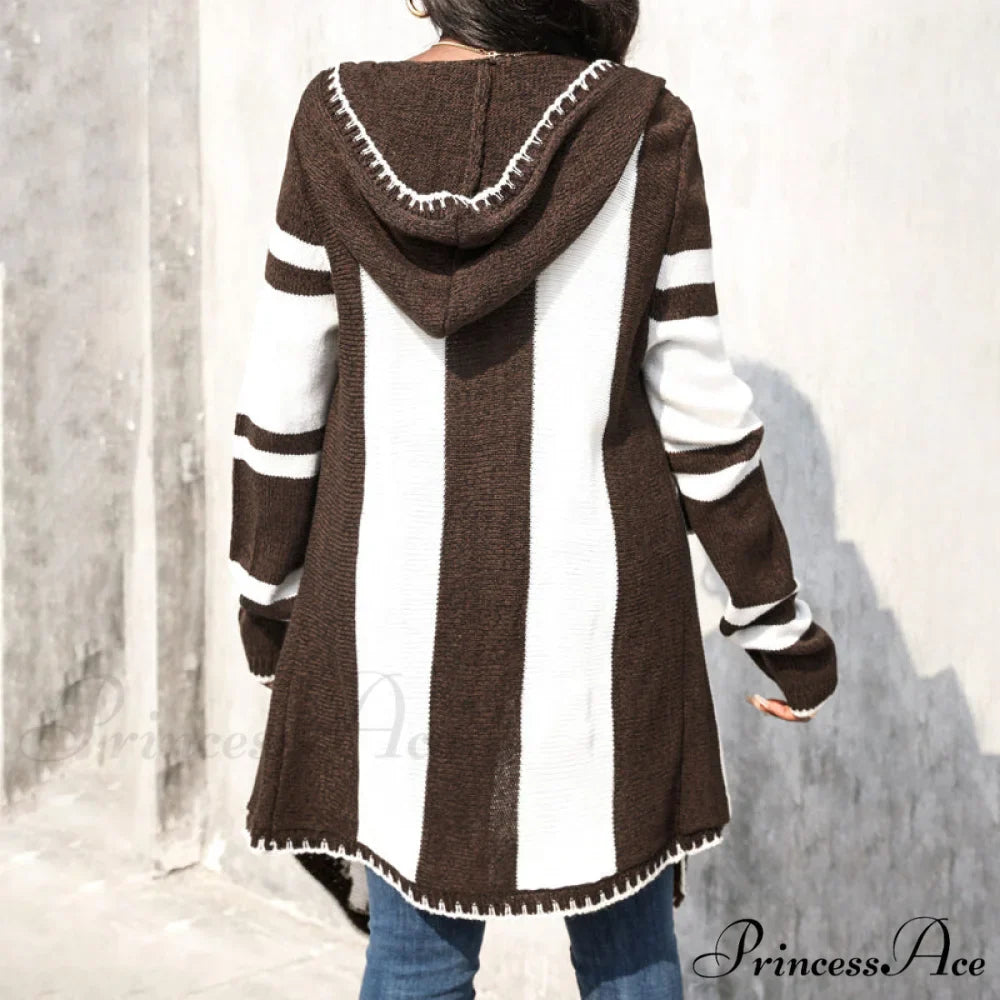 Striped Hooded Cardigan