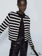 Striped Informal Traditional Knitted Cardigan