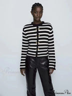 Striped Informal Traditional Knitted Cardigan