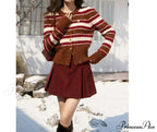 Striped Knitted Round Neck Cardigan