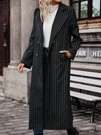 Striped Print Double Button Coat