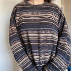 Striped Round Neck Oversized Sweater