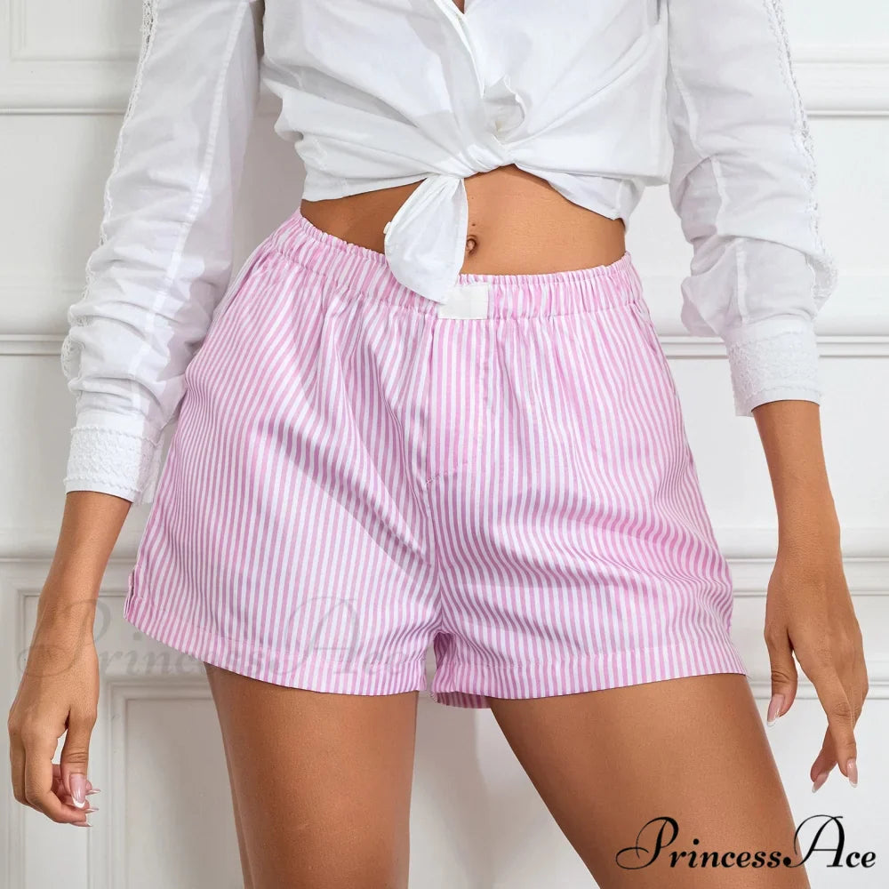 Striped Solid Stretchy Waist Short
