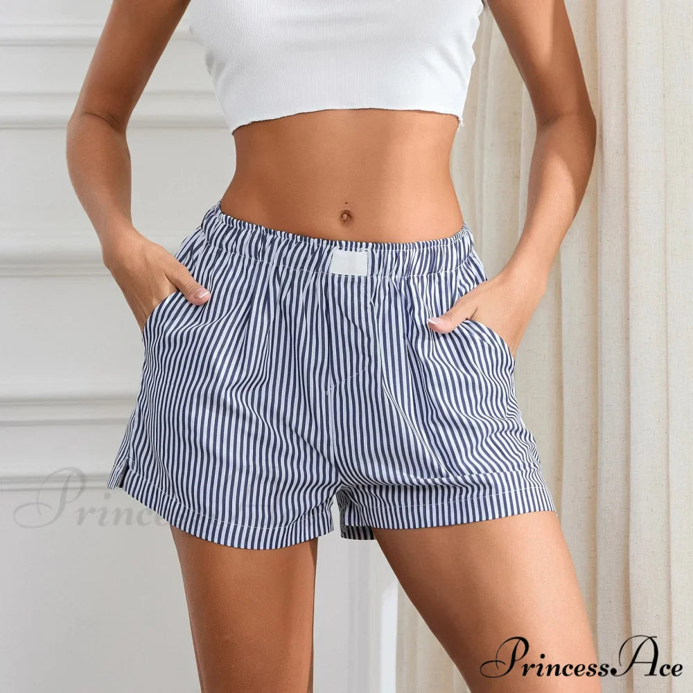 Striped Solid Stretchy Waist Short