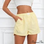 Striped Solid Stretchy Waist Short