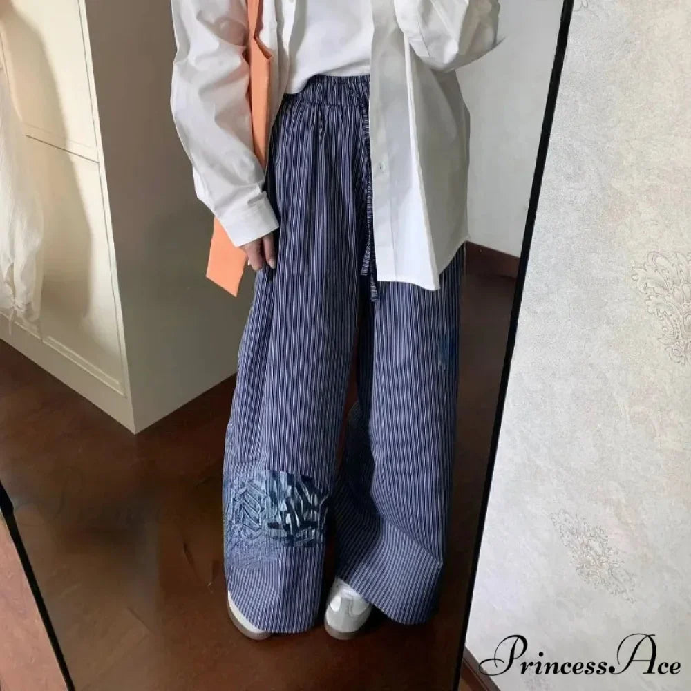 Striped Y2K Women Informal Stretchy Trousers