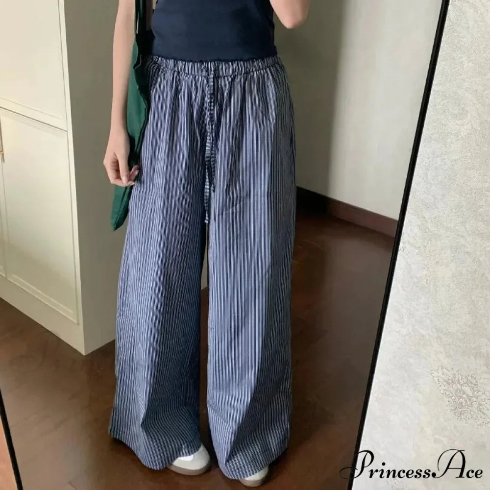 Striped Y2K Women Informal Stretchy Trousers