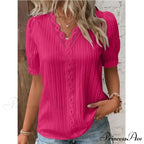 Strong Attractive Plunge Neck Join Short Sleeve Blouse