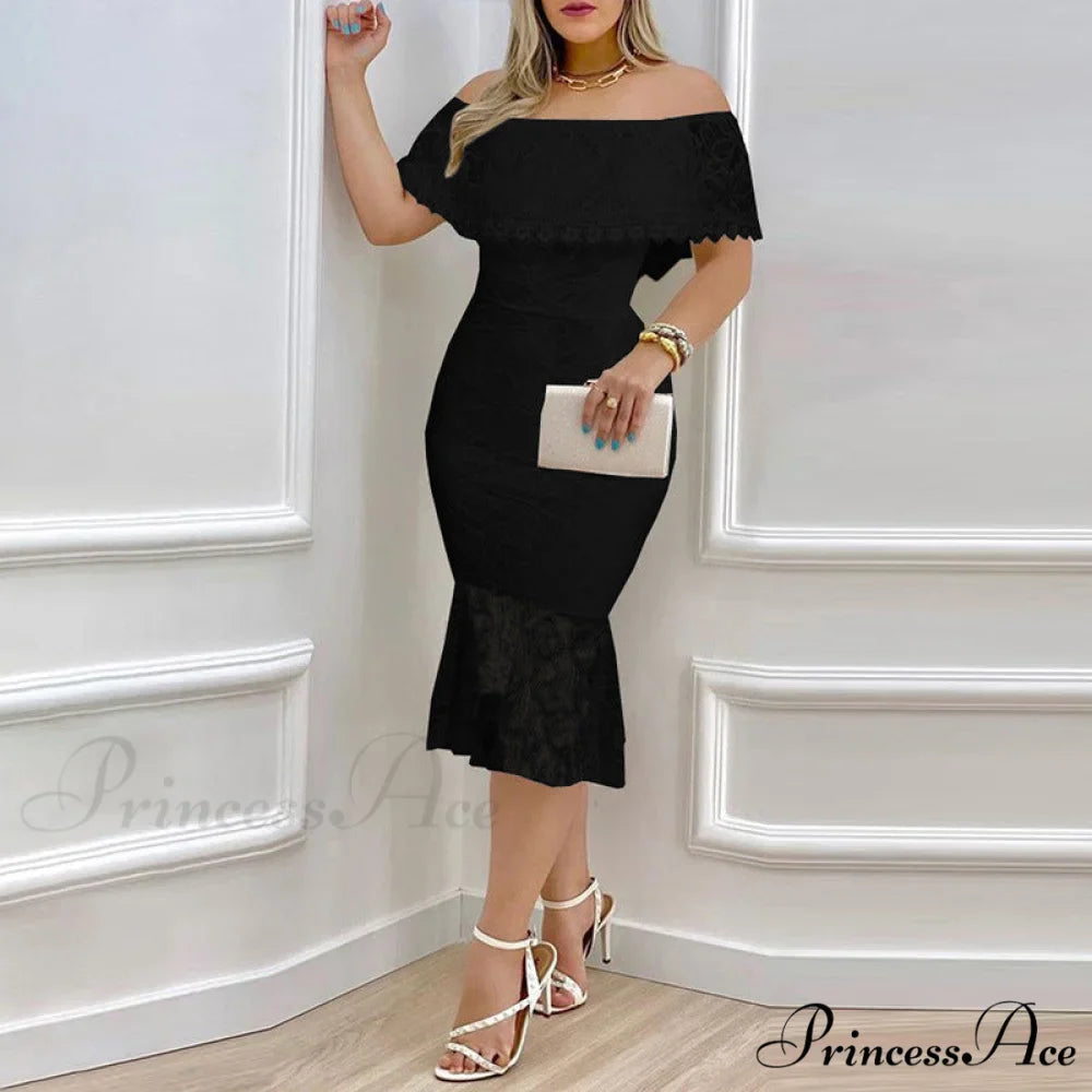 Stunner In Stylish Lace Midi Dress