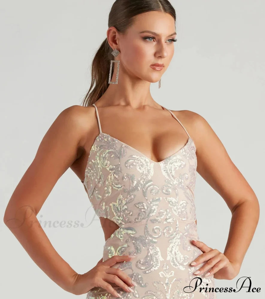 Stunning Iridescent Stylish Sequin Mini Dress