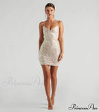 Stunning Iridescent Stylish Sequin Mini Dress