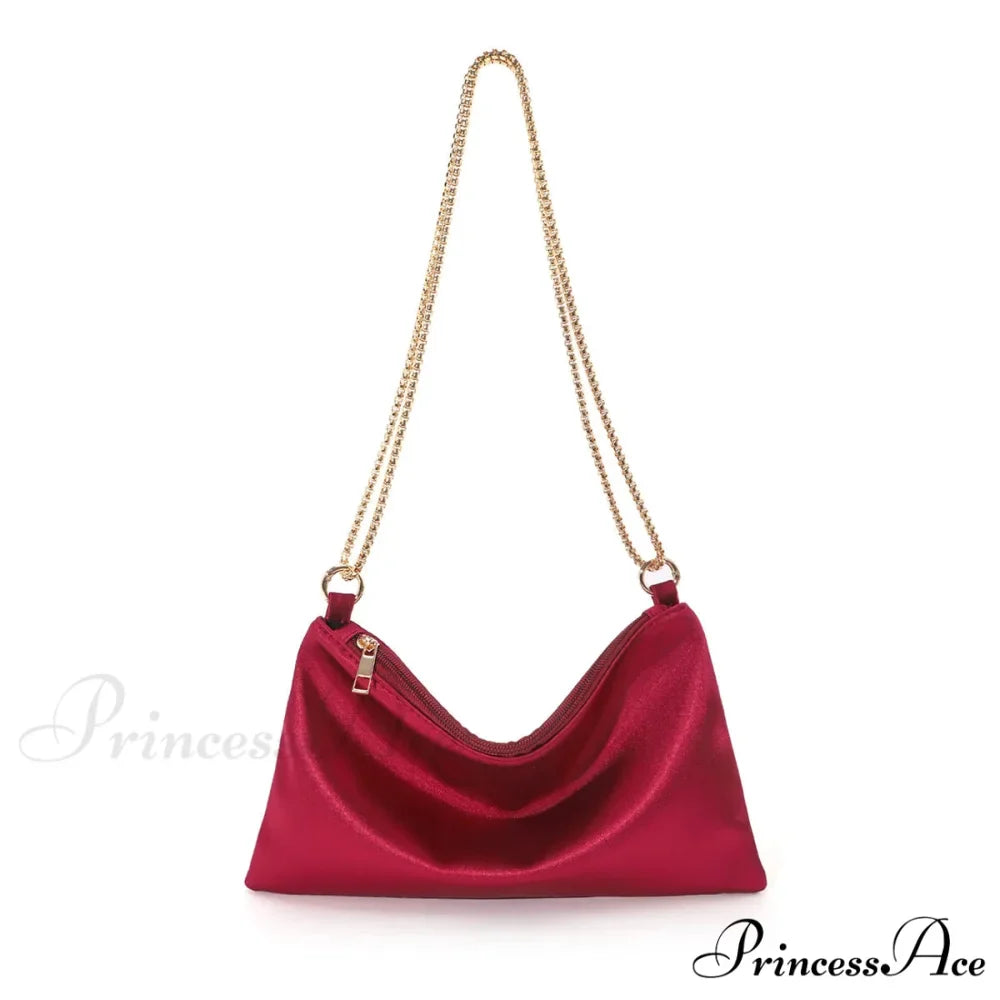 Sturdy Metallic Chain Underarm Evening Wedding Clutch Purse