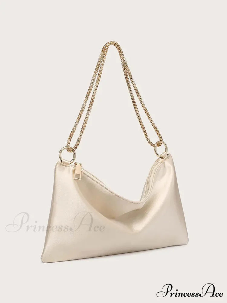 Sturdy Metallic Chain Underarm Evening Wedding Clutch Purse