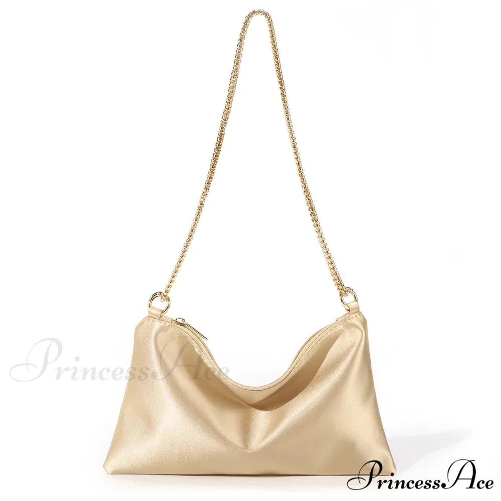 Sturdy Metallic Chain Underarm Evening Wedding Clutch Purse