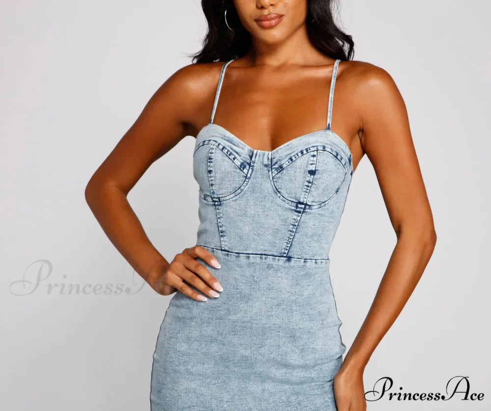 Style Icon Stylish Denim Mini Dress
