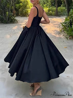 Stylish And Elegant Off-Shoulder Graceful Strapless Sleeveless Mixi Dress