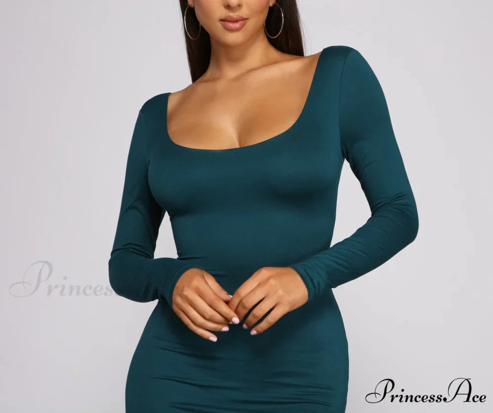 Stylish Babe Scoop Charming Neck Mini Dress