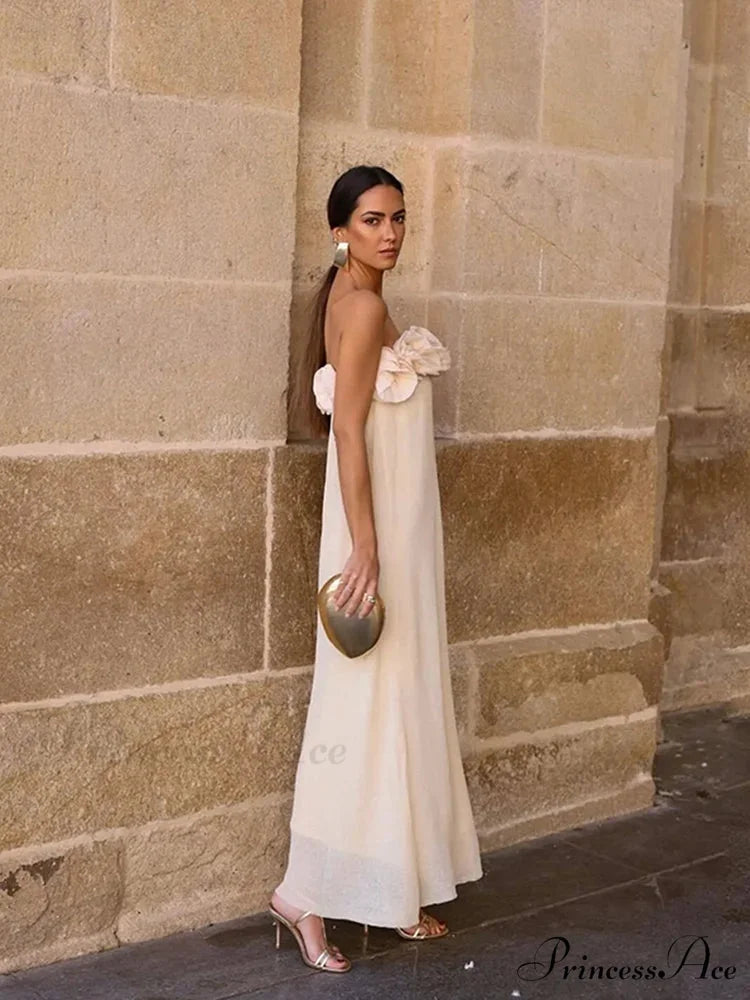 Stylish Blossom Envelop Sleeveless Open-back Maxi Floral Dress