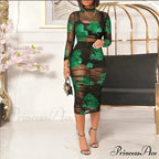 Stylish Blossom Net Medium Length Seductive Celebration Dress