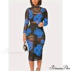 Stylish Blossom Net Medium Length Seductive Celebration Dress