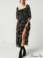 Stylish Bohemian Open-Back Frilly Flower Dress