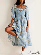 Stylish Bohemian Open-Back Frilly Flower Dress