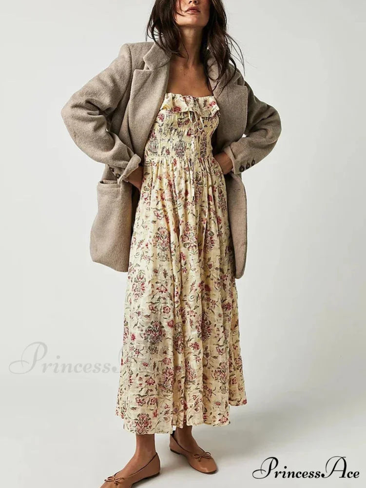 Stylish Bohemian Open-Back Frilly Flower Dress